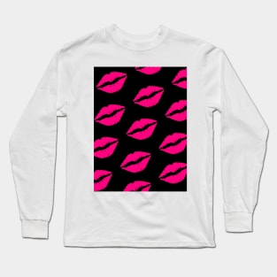 Pink and Black Lips Kiss Long Sleeve T-Shirt